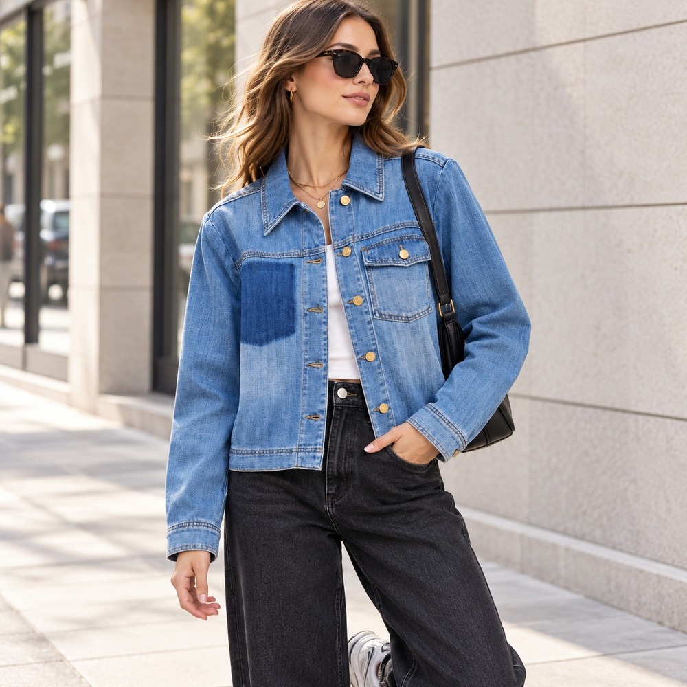 KUT FROM THE KLOTH Women's New Jacket Denim MEDIUM Faux Pocket Detail KJ62401